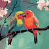 Cute Red Birds Diamond Painting