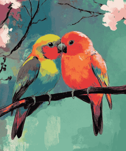 Cute Red Birds Diamond Painting