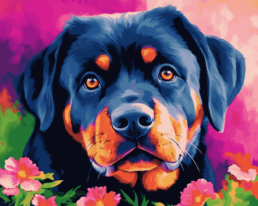 Cute Rottweiler Dogs Diamond Painting