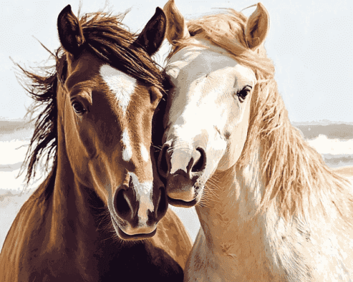 Cute Sable Island Ponies Diamond Painting