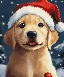 Cute Santa Puppy Diamond Painting