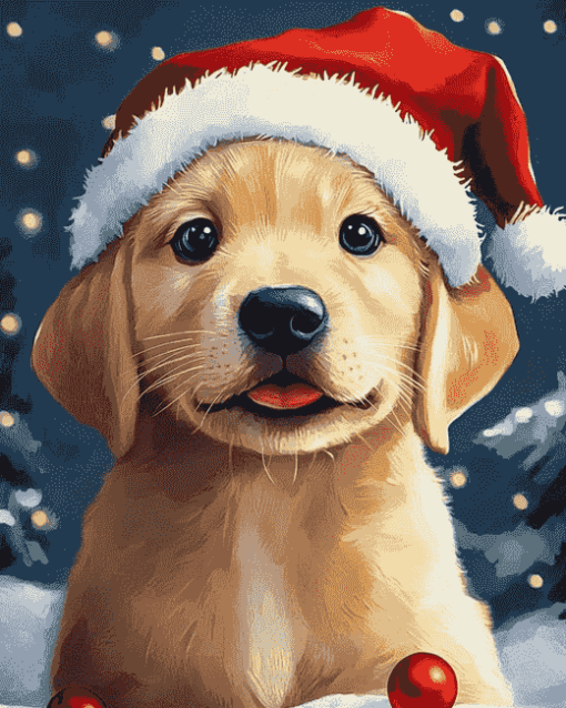 Cute Santa Puppy Diamond Painting