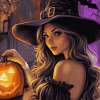 Cute Witch Halloween Fantasy Diamond Painting