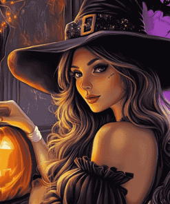 Cute Witch Halloween Fantasy Diamond Painting