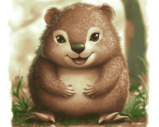 Cute Wombat Cartoon Diamond Painting