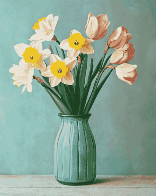 Daffodil and Tulip Blossoms Diamond Painting