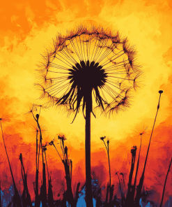 Dandelion Silhouette Sunset Diamond Painting