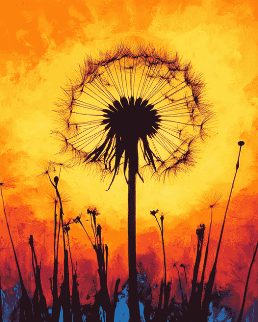 Dandelion Silhouette Sunset Diamond Painting