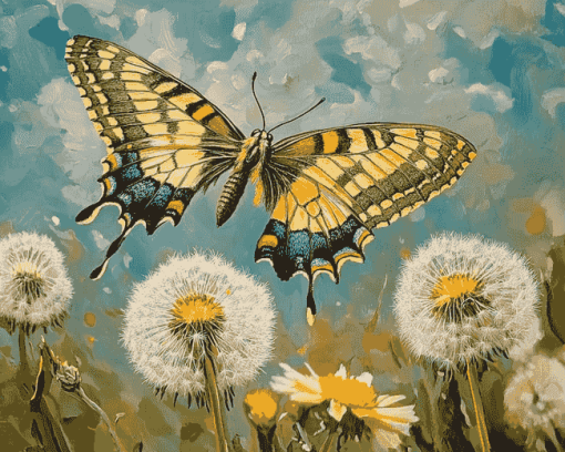 Dandelion and Butterfly Diamond Painting