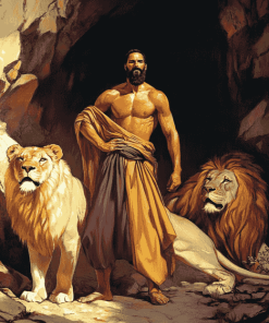 Daniel In The Lions Den Vintage Diamond Painting