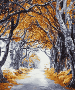 Dark Hedges Autumn Landscape Diamond Painting