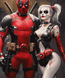 Deadpool and Harley Quinn Animations Diamond Painting