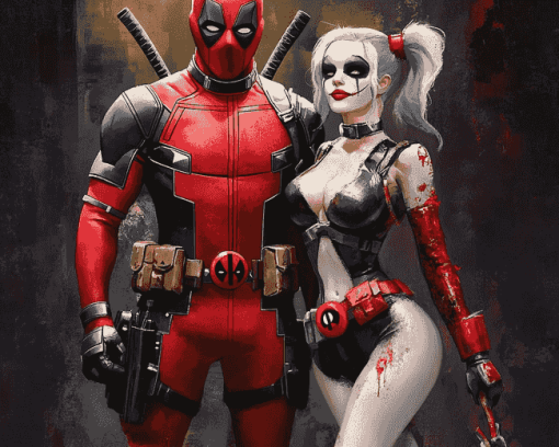 Deadpool and Harley Quinn Animations Diamond Painting