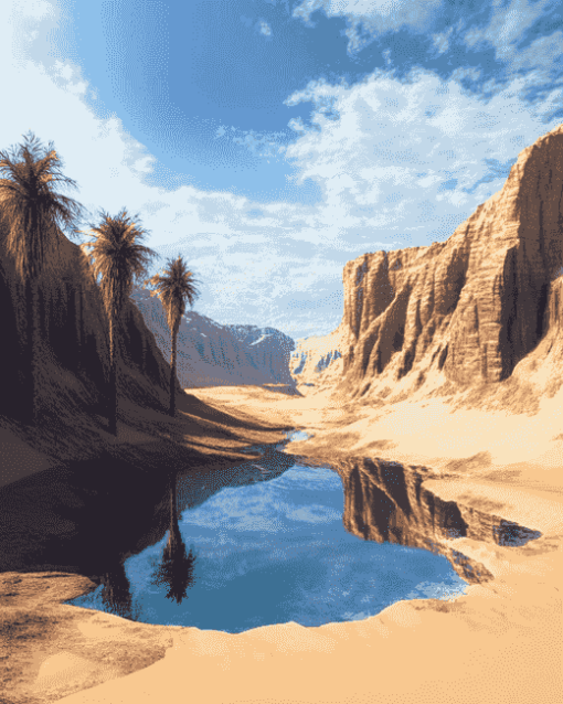 Desert Oasis Landscape Diamond Painting