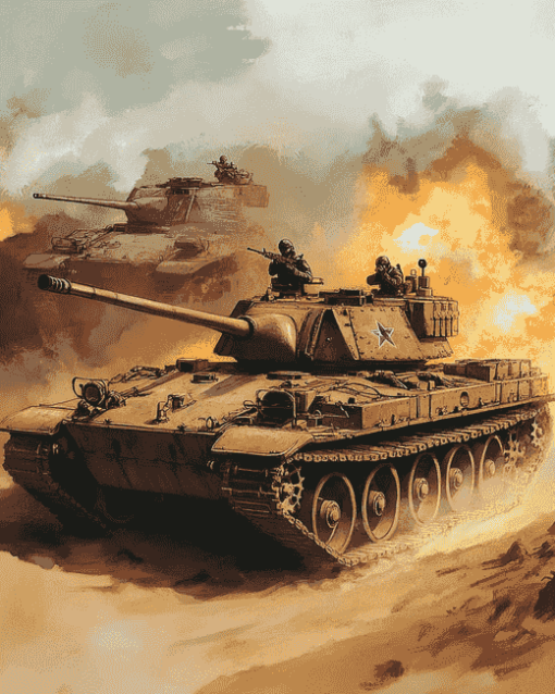 Desert War Tanks Diamond Painting