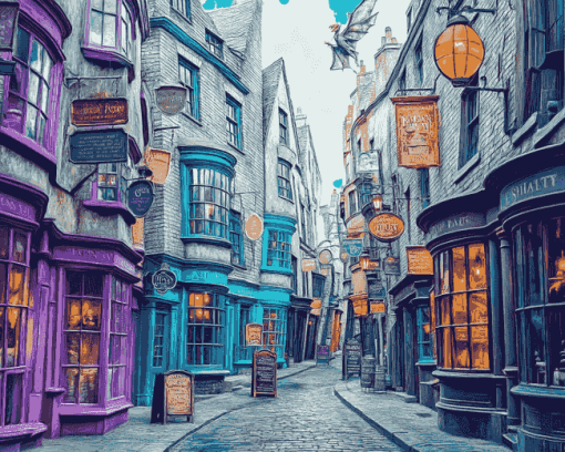 Diagon Alley Street Scene Diamond Painting