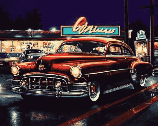 Dinners and Classic Cars Diamond Painting