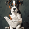 Dog with Newspaper Diamond Painting