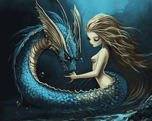 Dragon Mermaid Fantasy Diamond Painting