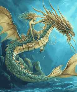 Dragon and Mermaid Fantasy Diamond Painting