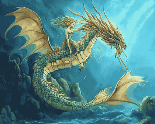 Dragon and Mermaid Fantasy Diamond Painting