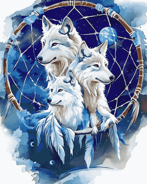 Dream Catcher Wolves Diamond Painting