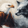 Eagle and Wolf Animal Harmony Diamond Painting