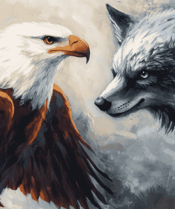 Eagle and Wolf Animal Harmony Diamond Painting