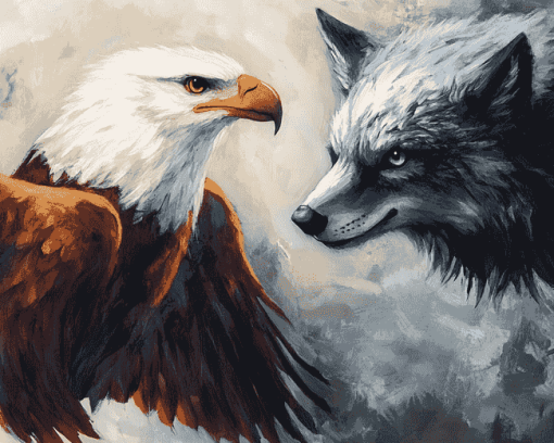 Eagle and Wolf Animal Harmony Diamond Painting