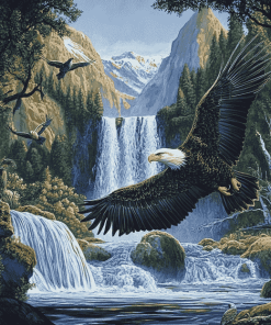 Eagles and Waterfalls Wildlife Diamond Painting