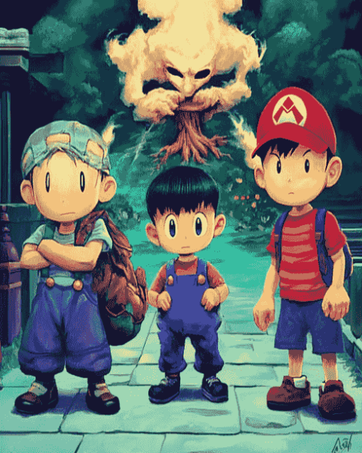 Earthbound Pixel Characters Diamond Painting