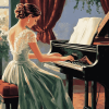 Elegant Lady Playing Piano Diamond Painting