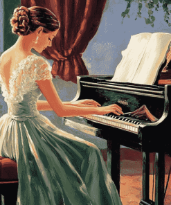 Elegant Lady Playing Piano Diamond Painting