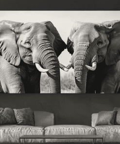 Elephants Snuggling Monochrome Diamond Painting