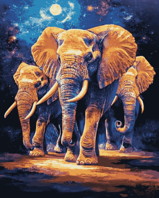 Elephants in Nature Diamond Painting