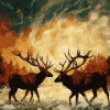 Elks in Silhouette Diamond Painting