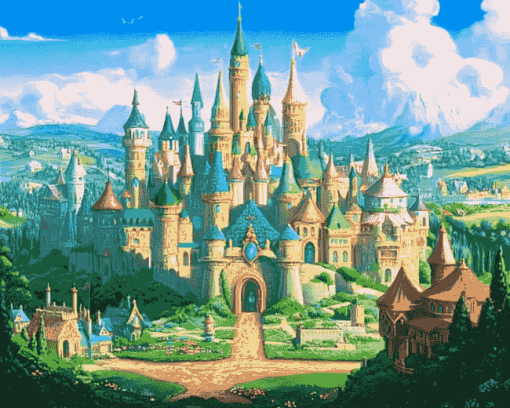 Emerald Castle Fantasy Diamond Painting