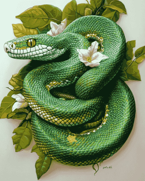 Emerald Snake Reptile Diamond Painting