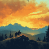 End Of The Trail Mountain Silhouette Diamond Painting