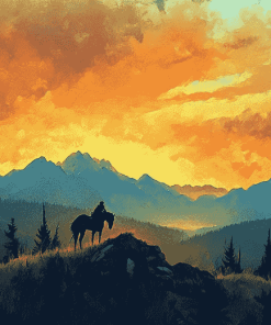 End Of The Trail Mountain Silhouette Diamond Painting