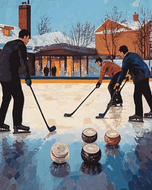 Engaging Curling Players Diamond Painting