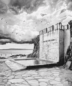 Enniscrone Cliff Baths Monochrome Diamond Painting