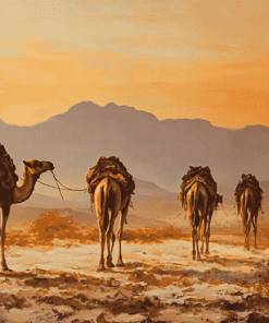 Ethiopian Camels Landscape Diamond Painting