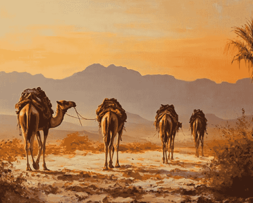 Ethiopian Camels Landscape Diamond Painting