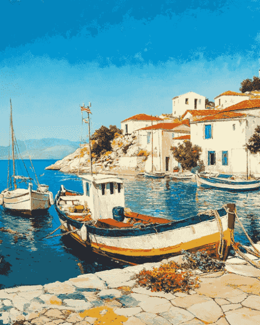 Explore Halki Island Landscapes Diamond Painting