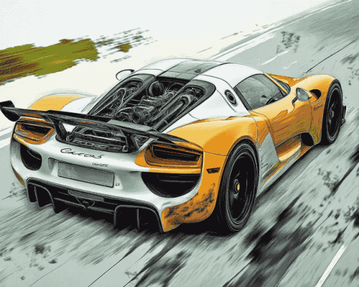 Exquisite Porsche 918 Cars Diamond Painting