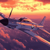 F86 Sabre Jet at Sunset Diamond Painting