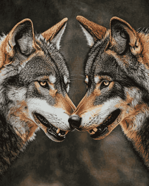 Face to Face Wolves Diamond Painting