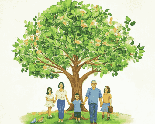 Family Tree Cartoon Diamond Painting