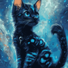 Fantasy Blue Black Kitty Diamond Painting